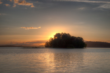 Fototapeta na wymiar Sundown and island