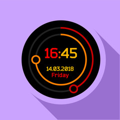 Digital countdown timer icon, flat style