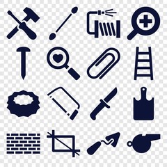 Set of 16 tool filled icons
