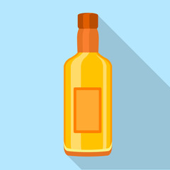 Glass cognac vodka bottle icon, flat style
