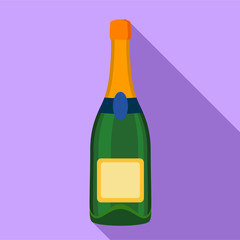 Champagne bottle icon, flat style