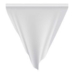 White pennant hanging mockup, realistic style