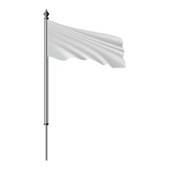 White flag on flagpole flying in the wind mockup