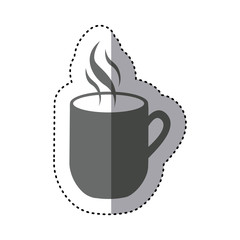 sticker monochrome silhouette mug coffee with smoke icon vector illustration