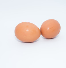 Chicken eggs on white background
