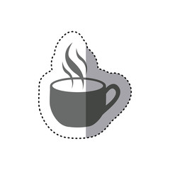 sticker monochrome silhouette cup coffee with smoke vector illustration