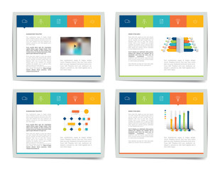 4 presentation business templates. Infographics for leaflet, poster, slide, magazine, book, brochure, website, print.