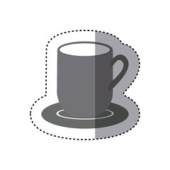 sticker monochrome silhouette dish porcelain with mug vector illustration