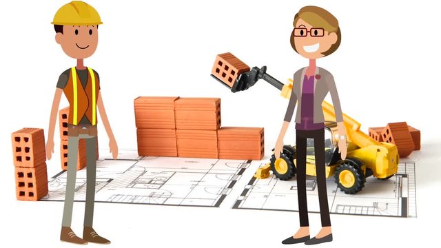 ouvrier et femme sur le chantier