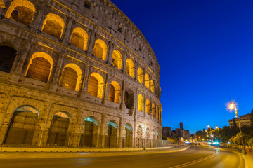 Fototapeta na wymiar Rome Colosseum (Roma Coliseum) at night, Rome, Italy
