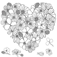 Heart shape pattern with spring flowers