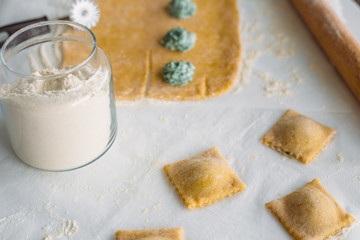 Ravioli with spinach and ricotta cheese