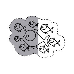 sticker silhouette set collection fish aquatic animal vector illustration