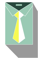 Green shirt with yellow tie. Business flat icon