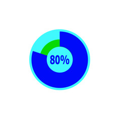 Chart 80 percent, pie graph. Vector illustration