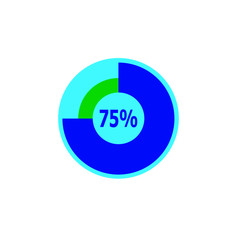 Chart 75 percent, pie graph. Vector illustration