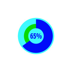 Chart 65 percent, pie graph. Vector illustration