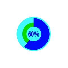 Chart 60 percent, pie graph. Vector illustration