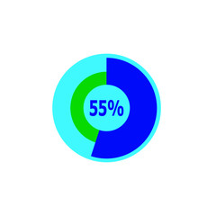 Chart 55 percent, pie graph. Vector illustration