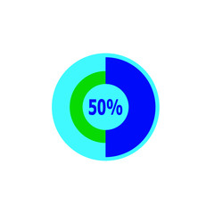 Chart 50 percent, pie graph. Vector illustration