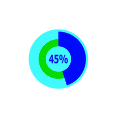 Chart 45 percent, pie graph. Vector illustration