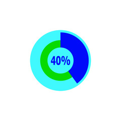 Chart 40 percent, pie graph. Vector illustration