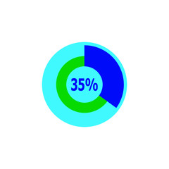 Chart 35 percent, pie graph. Vector illustration