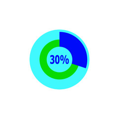 Chart 30 percent, pie graph. Vector illustration
