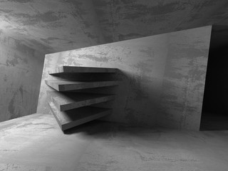 Dark concrete empty room. Modern architecture design