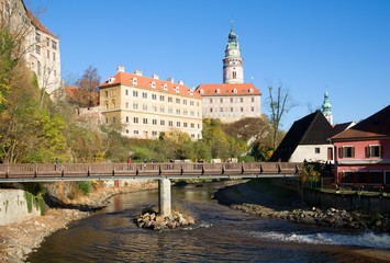 Obraz premium Castle and historic town Cesky Krumlov in the southern Bohemia, Czech republic