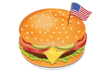 Burger with American flag