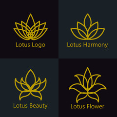 Fototapeta na wymiar Lotus flower logo assorted icons set