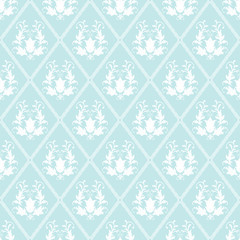 Fototapeta premium Floral pattern. baroque, damask. Classic blue and white pattern with flowers. Seamless background for textile, manufacturing, wallpapers, print wrap
