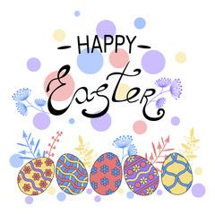 Easter eggs vector icon. Vector illustration greeting card with pastel eggs and floral pattern