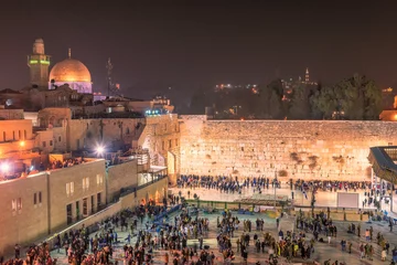 Foto auf Leinwand Western wall at night in Jerusalem Old City, Israel. © lucky-photo