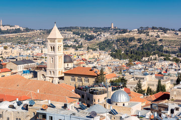 Fototapeta na wymiar Aerial view to Jerusalem Old city, Israel.