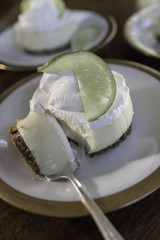 key lime pie with fork