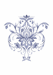 Paisley  watercolor decorative motif. Hand drawn print for wrapping, wallpaper, fabric, textile