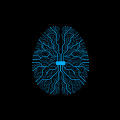 Brain with circuit board texture. Digital concept