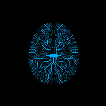 Brain with circuit board texture. Digital concept