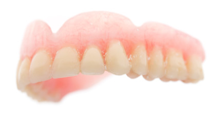 false teeth on a white background