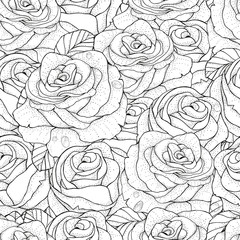 Sewing fabric with Seamless pattern for coloring book with roses ...
