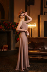 Portrait of young woman in art-deco style