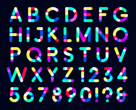 Colorful overlays font only dark background a point capital letters