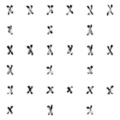 Naklejka premium Hand-drawn grunge pattern with a dry brush using black ink. Seamless pattern made of geometric shapes, strokes and spots. Vector background can be used in printing, fabric, packaging, fashion, wraping