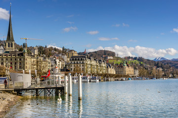 Looking across Lake Lucerne to the National Quai