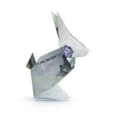 origami hare from banknotes