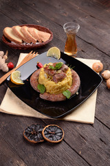 Saffron risotto with sausage
