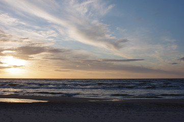 Fototapeta na wymiar Baltic Sea at sunset light. Poland.