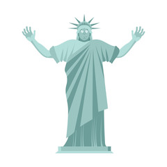 Statue of Liberty is Surprised. astonished landmark  America. Sculpture Architecture USA